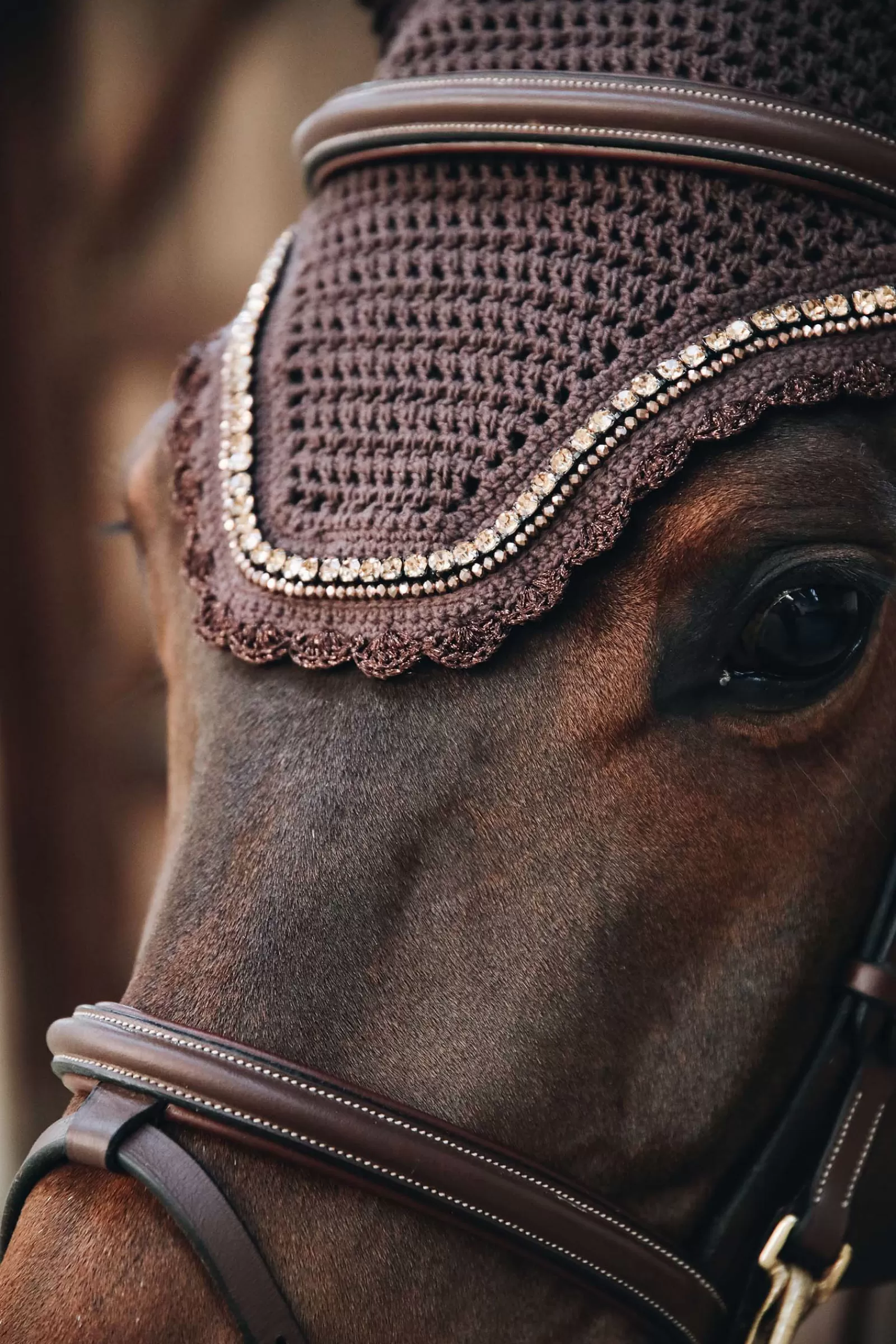 Fashion Bonnet Anti-Mouche Wellington Stone & Pearl Soundless Horsewear Bonnet Cheval