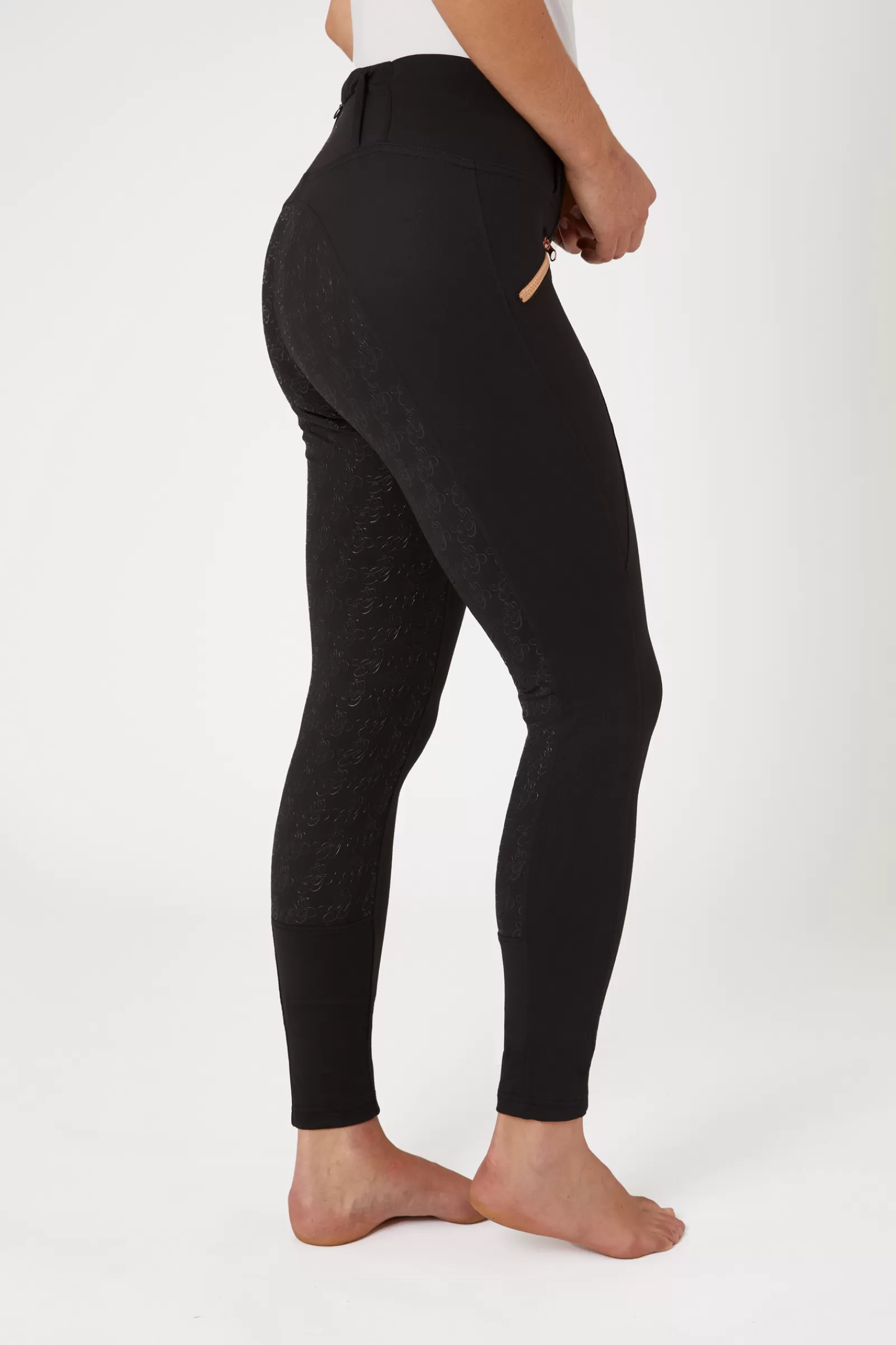 horze Leggings D'équitation A Fond Integral Avec Fermeture Eclair Or Rose, Femme< Leggings D'équitation