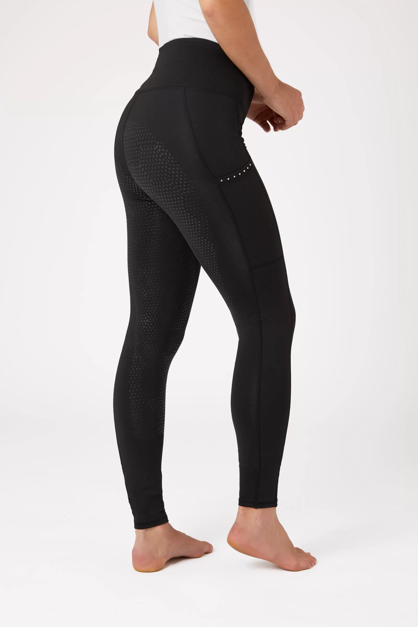horze Leggings D'équitation Fond Integral Silicone Et Poche Avec Cristaux, Femme< Leggings D'équitation