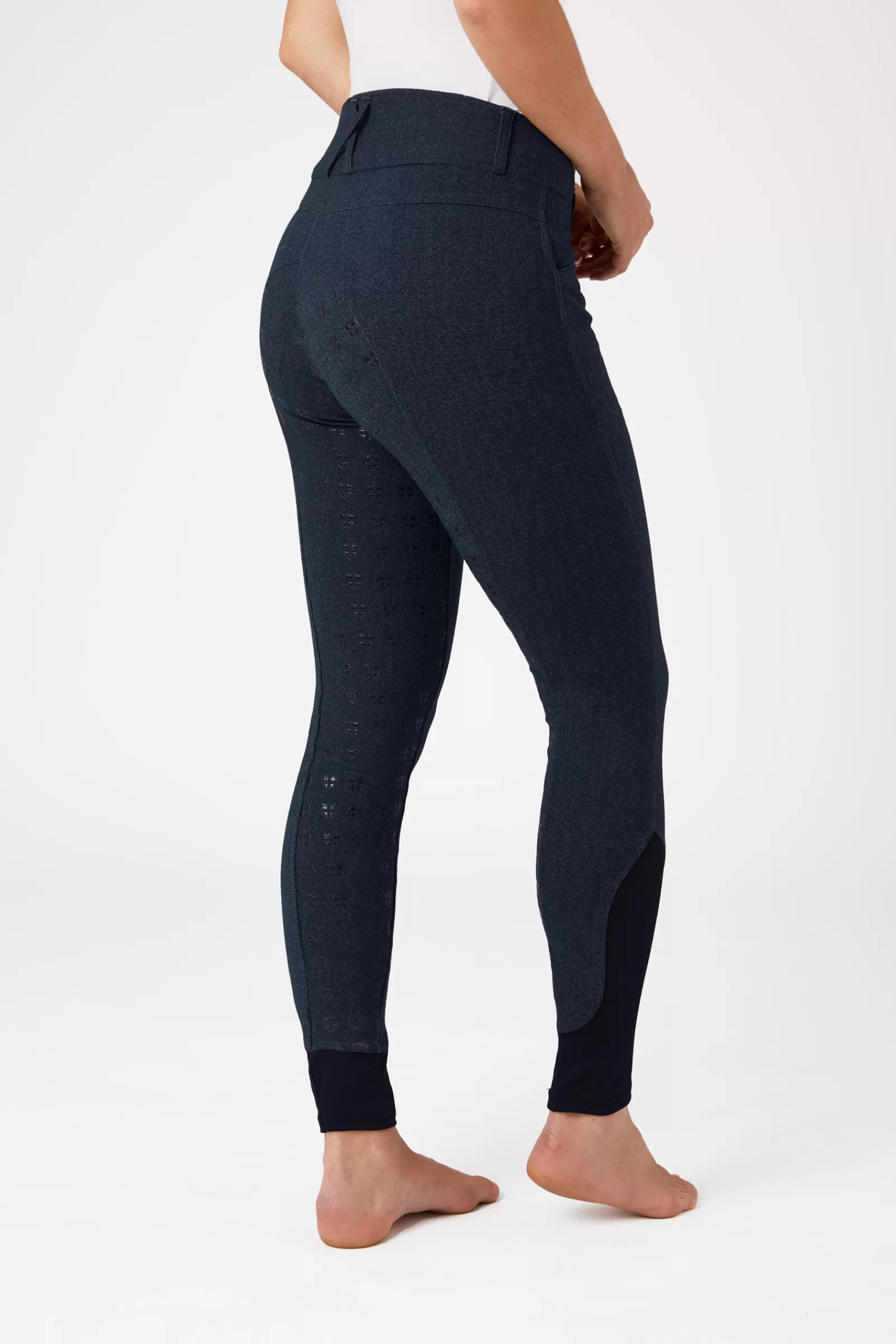 horze Pantalon D'équitation En Jean Femme Taille Haute Fond Integral Silicone< Pantalons D'équitation Fond Integral
