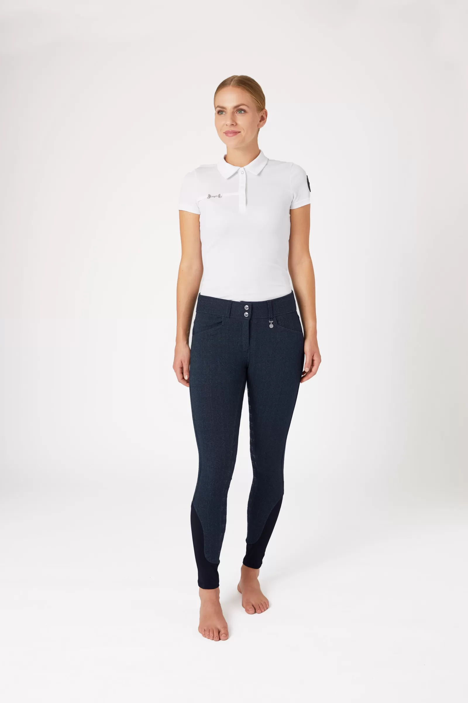 horze Pantalon D'équitation En Jean Femme Taille Haute Fond Integral Silicone< Pantalons D'équitation Fond Integral