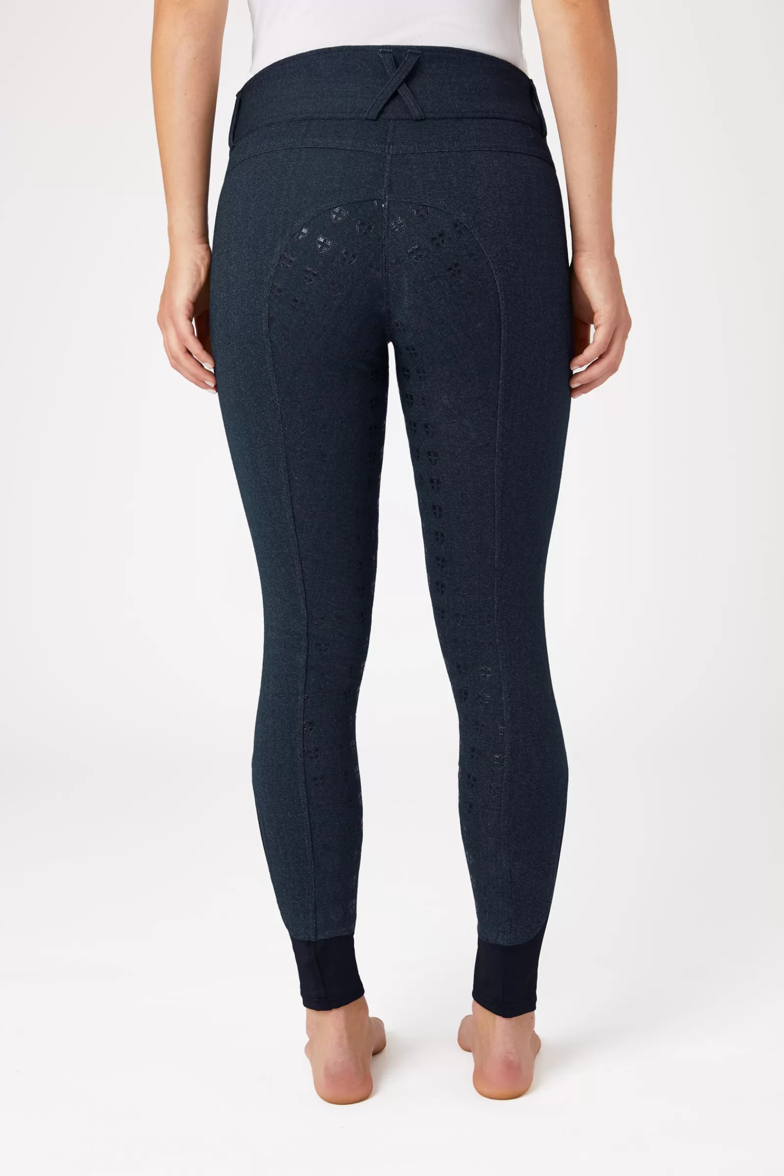 horze Pantalon D'équitation En Jean Femme Taille Haute Fond Integral Silicone< Pantalons D'équitation Fond Integral