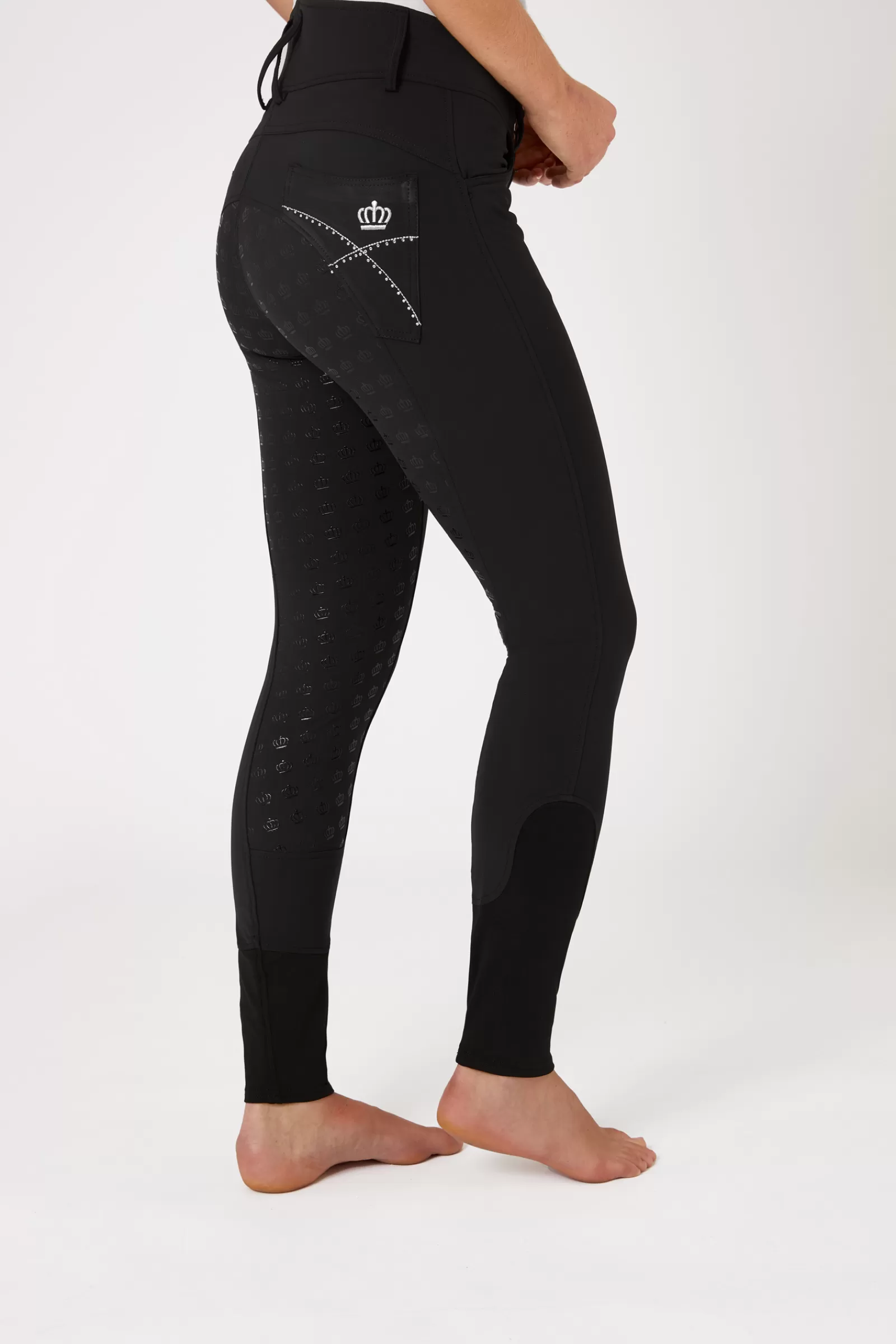 horze Pantalon D'équitation Fond Integral Silicone Avec Broderie Et Cristaux, Femme< Pantalons D'équitation Fond Integral