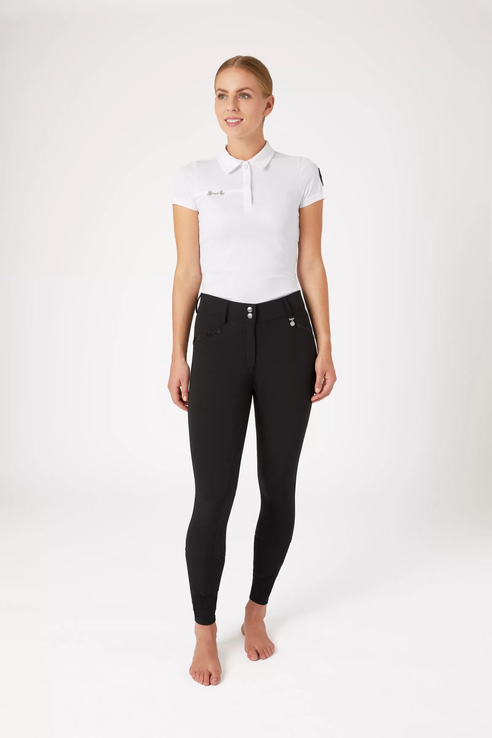 horze Pantalon D'équitation Taille Haute Cristaux Poche Silicone Fond Integral Femme< Pantalons D'équitation Fond Integral