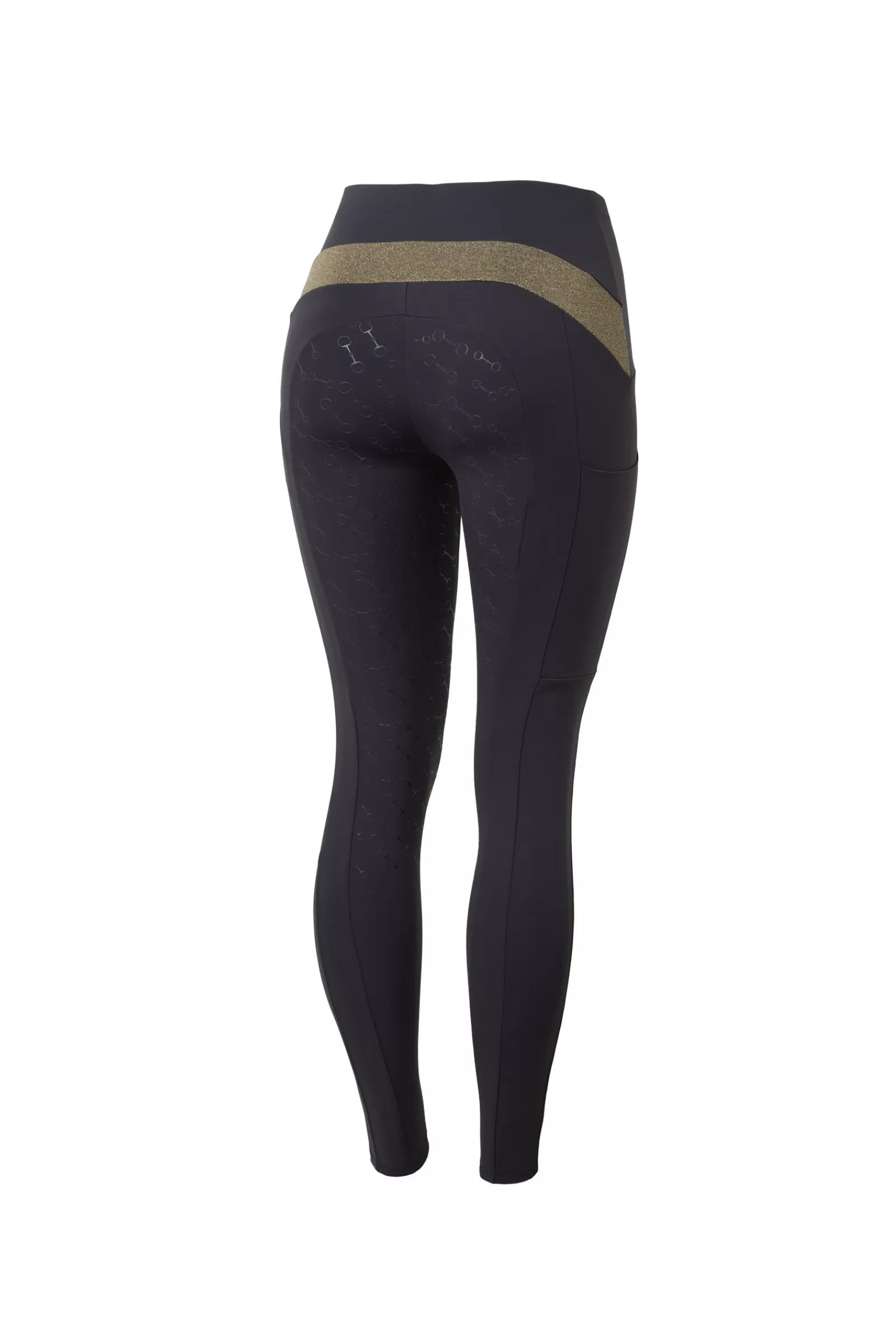 horze Leggings D'équitation Fond Integral Silicone Sagira, Femme Avec Deco Or< Leggings D'équitation