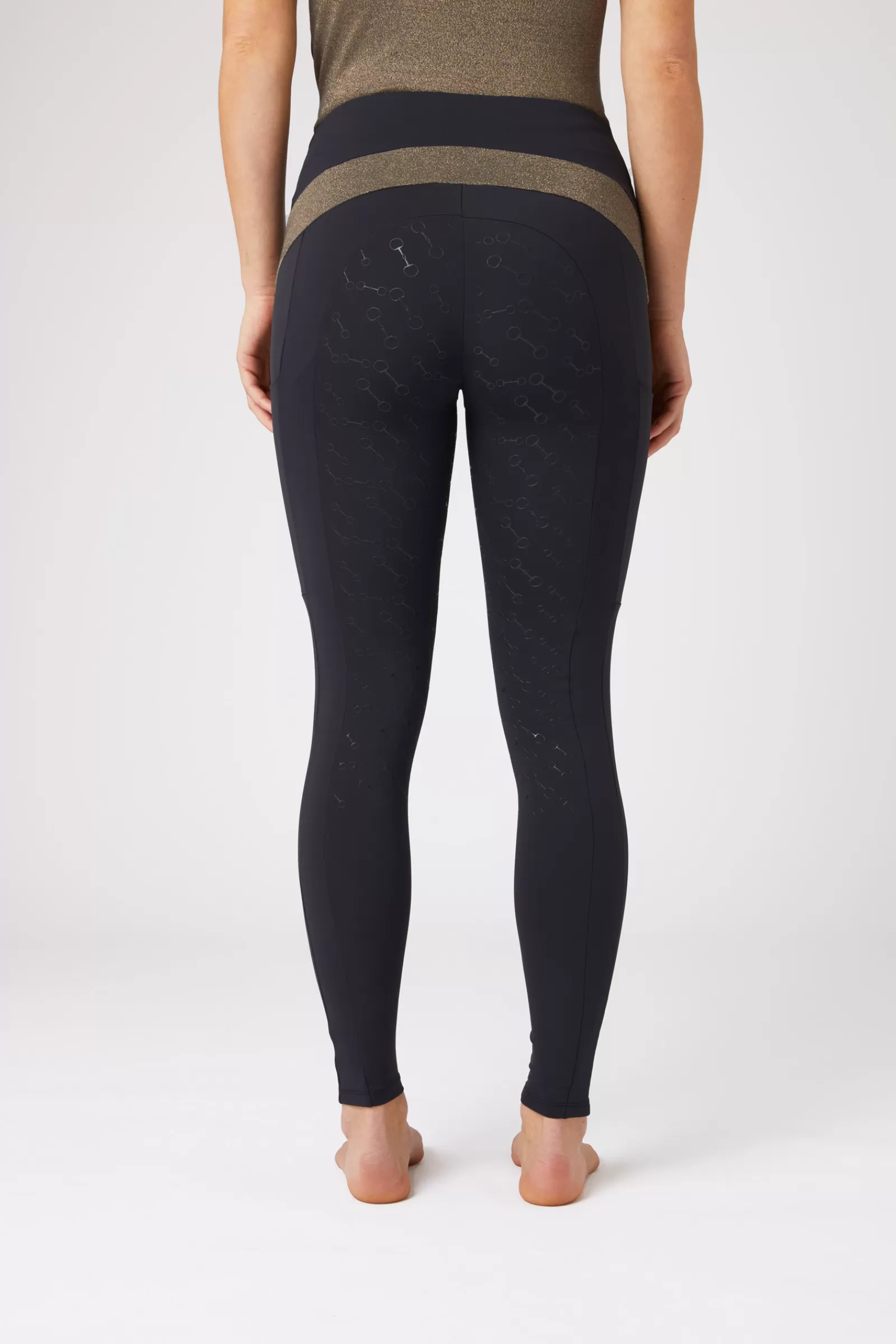 horze Leggings D'équitation Fond Integral Silicone Sagira, Femme Avec Deco Or< Leggings D'équitation