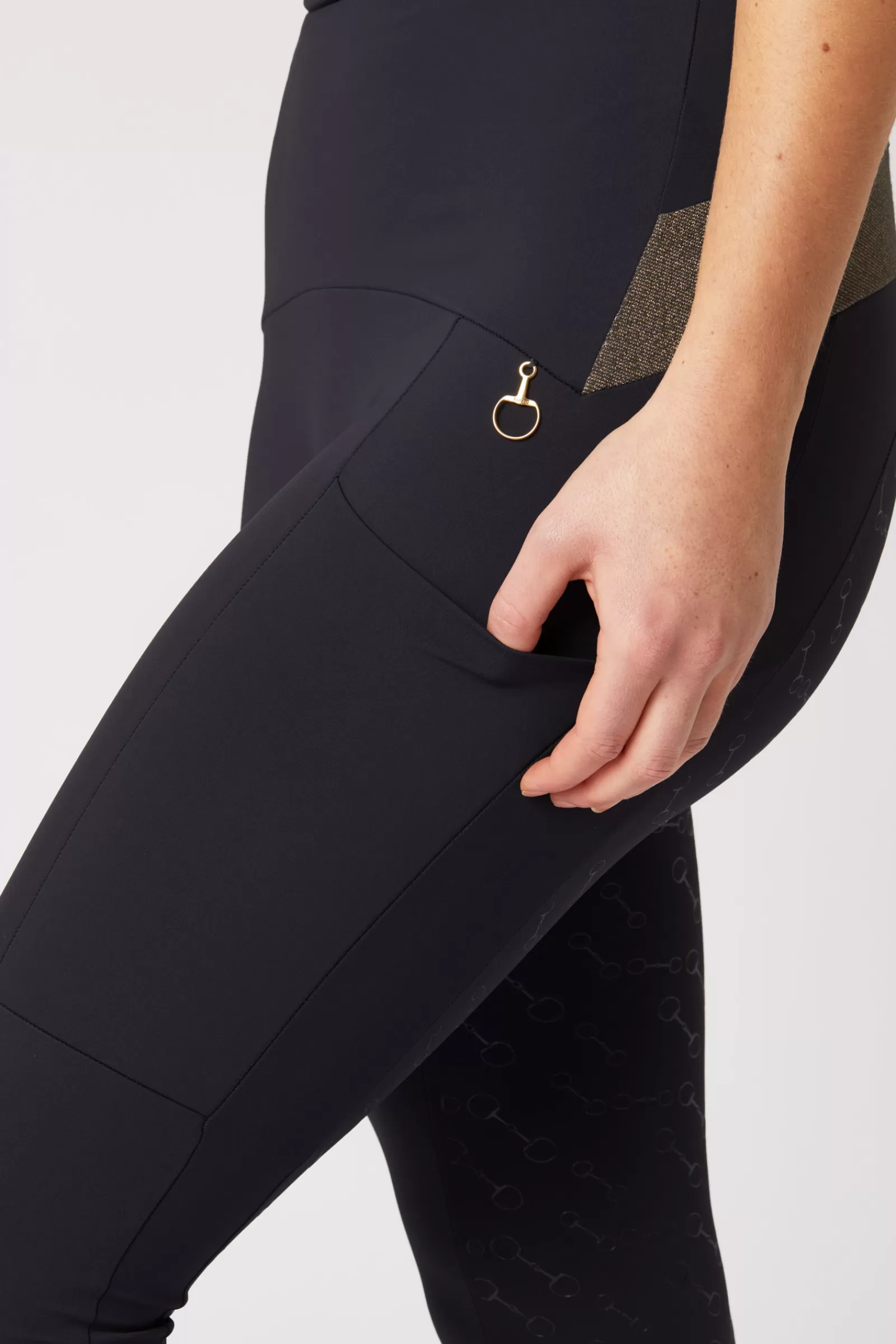 horze Leggings D'équitation Fond Integral Silicone Sagira, Femme Avec Deco Or< Leggings D'équitation