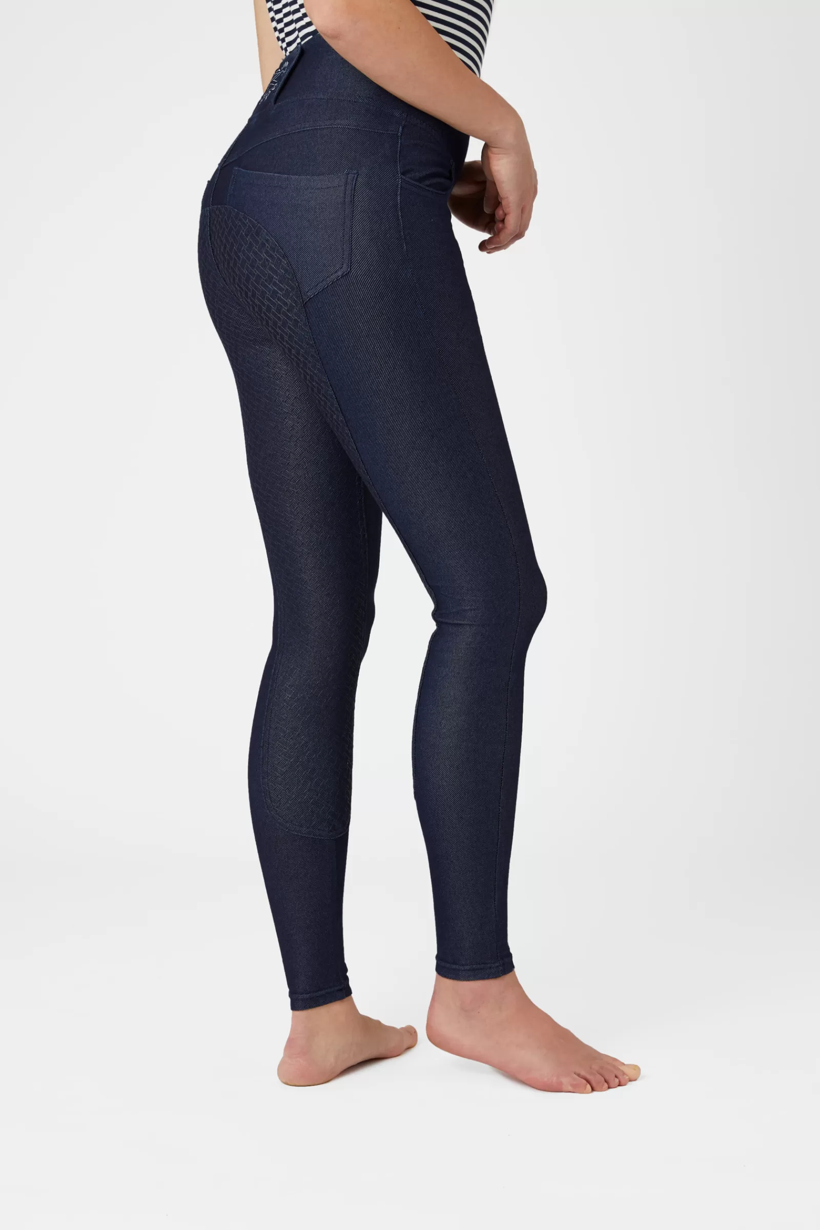 horze Leggings D'équitation Jean Denim Fond Integral Silicone Katia, Femme< Leggings D'équitation