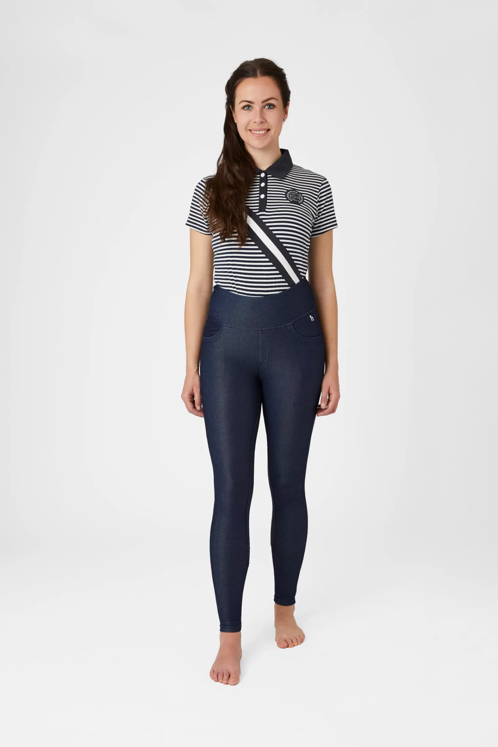 horze Leggings D'équitation Jean Denim Fond Integral Silicone Katia, Femme< Leggings D'équitation