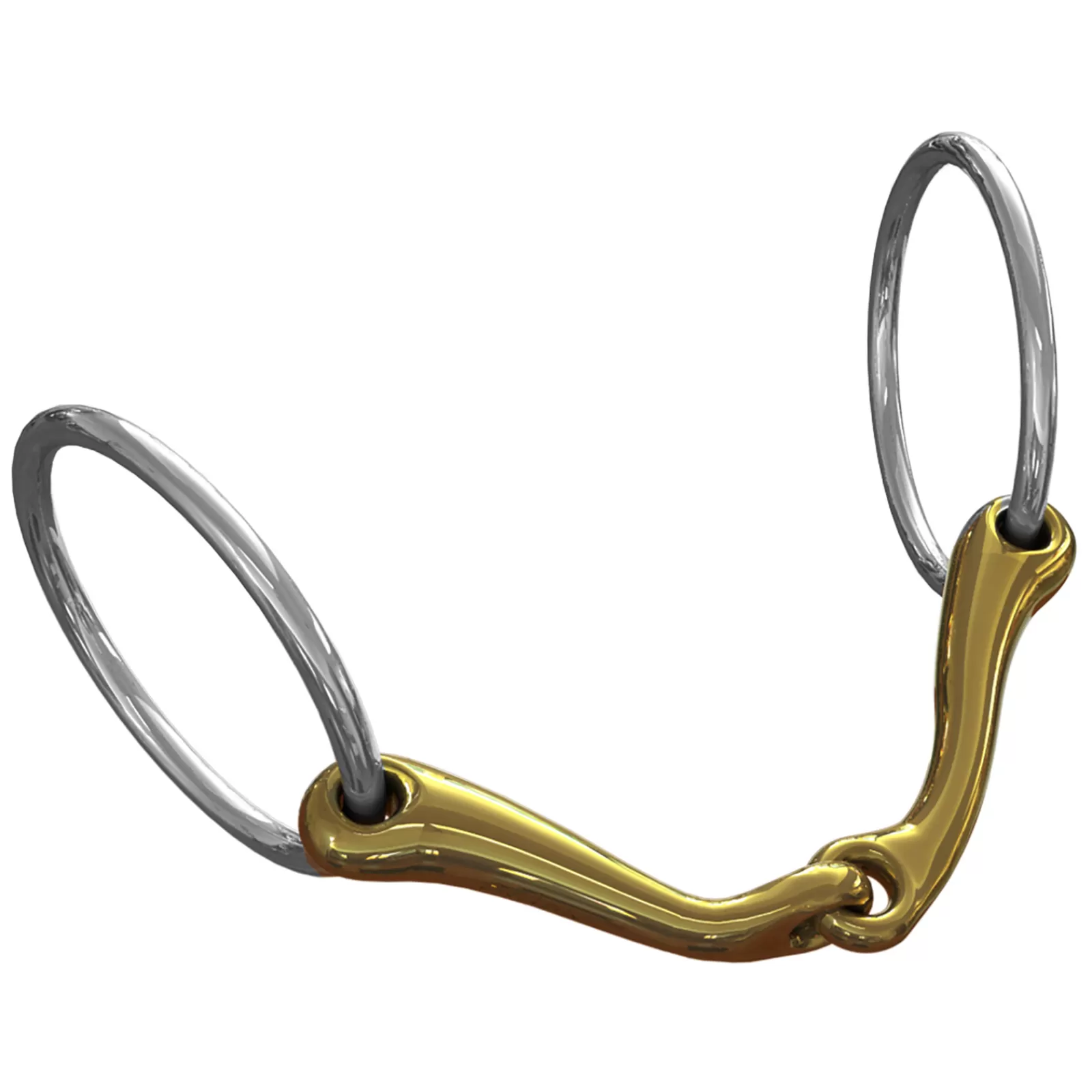 New Mors De Filet Ns Bits Demi Anky, Simple Brisure, Canons Courbes, Epaisseur 14 Mm, Anneaux Chantilly 55 Mm Mors 2 Anneaux