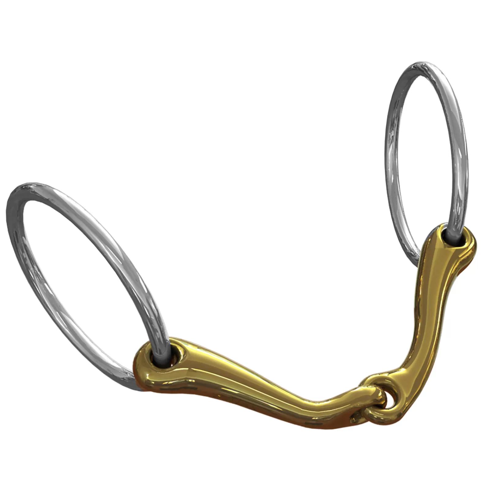 Clearance Mors De Filet Ns Bits Demi Anky, Simple Brisure, Canons Courbes, Epaisseur 14 Mm, Anneaux Chantilly 70 Mm Mors 2 Anneaux