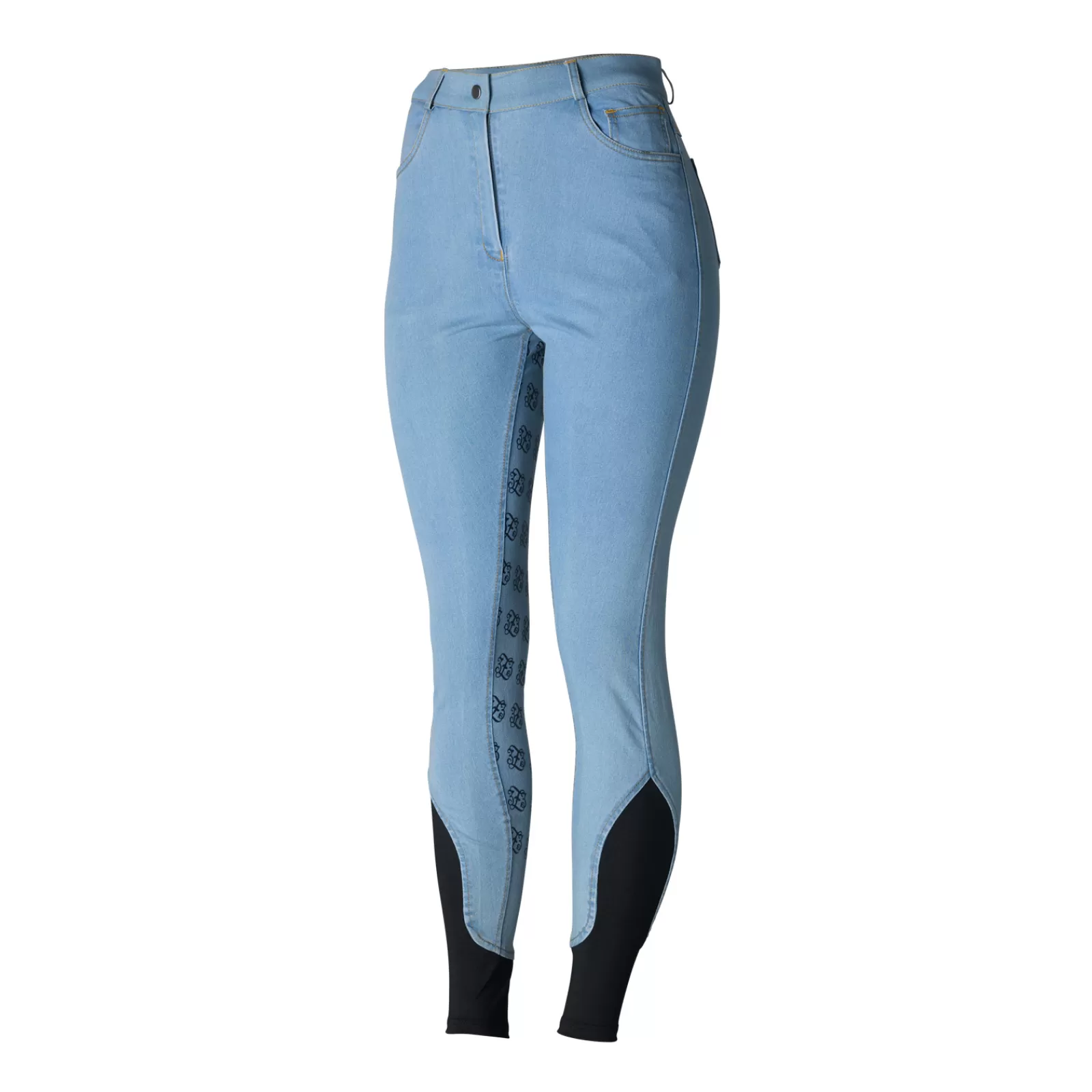 horze Pantalon D'équitation En Jean Taille Haute Fond Integral Silicone, Femme< Pantalons D'équitation Fond Integral