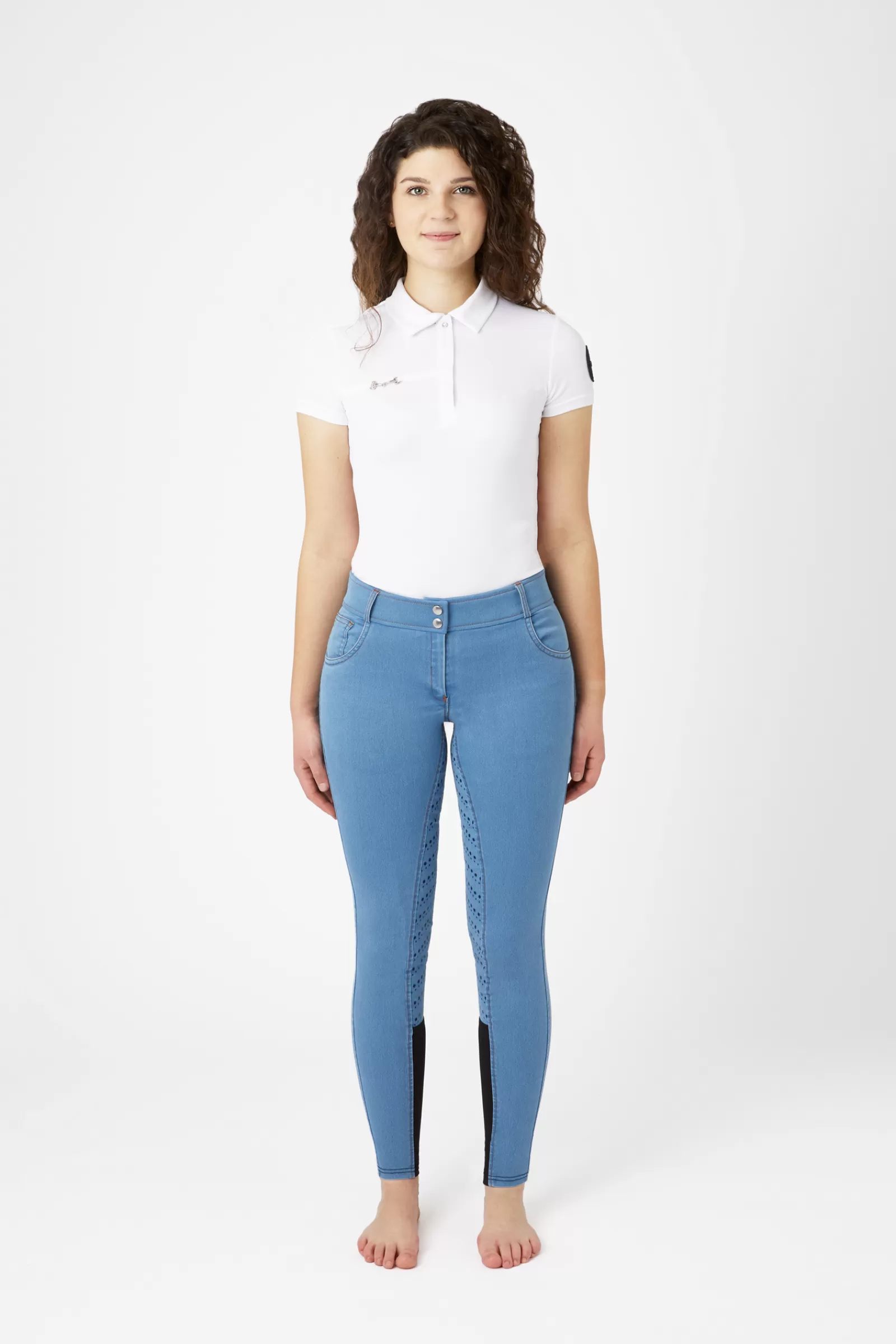 horze Pantalon D'équitation Fond Integral Grip En Denim Pour Femme< Pantalons D'équitation Fond Integral