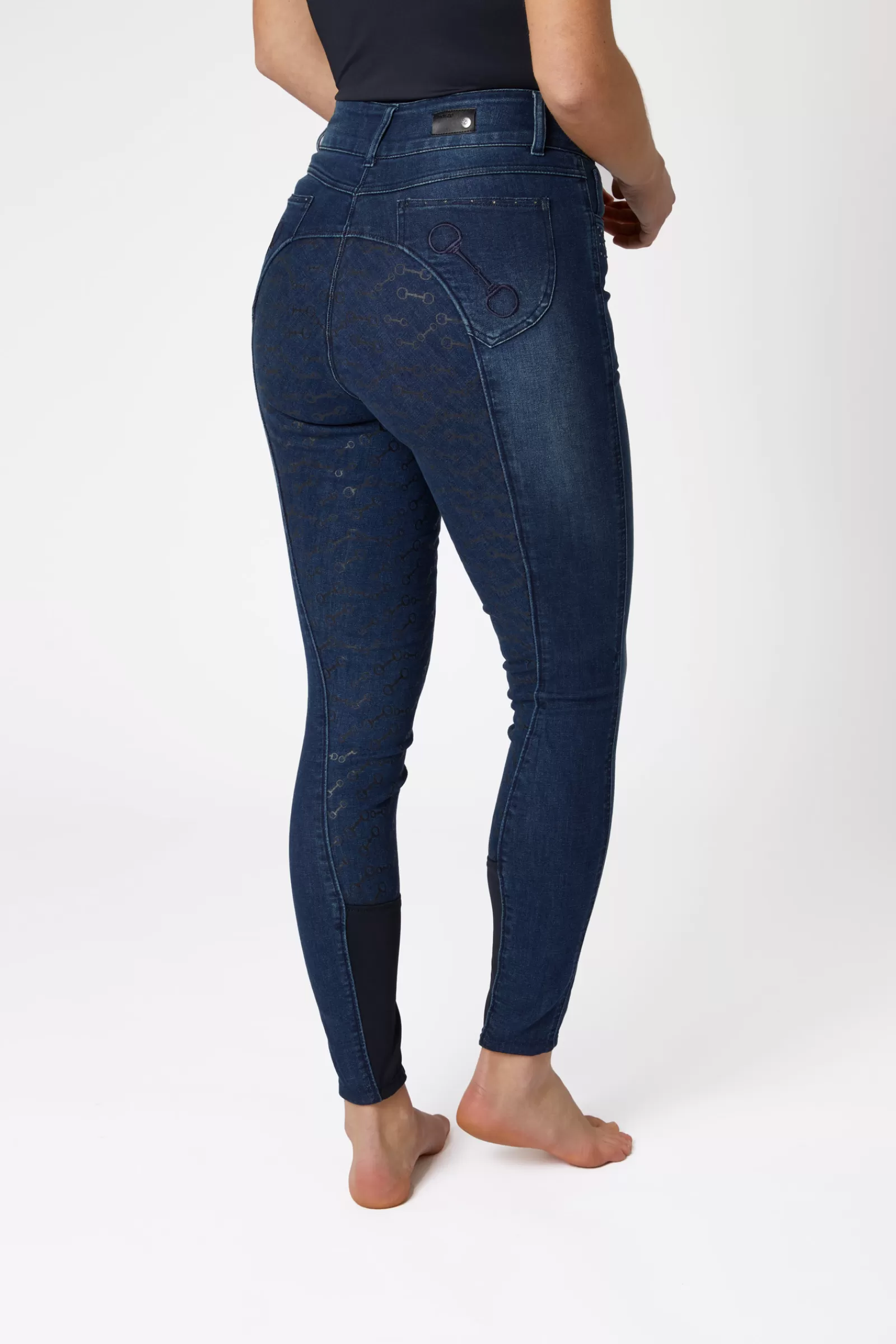 horze Pantalon D'équitation Fond Integral Silicone Kaia Jean Denim Avec Cristaux< Pantalons D'équitation Fond Integral