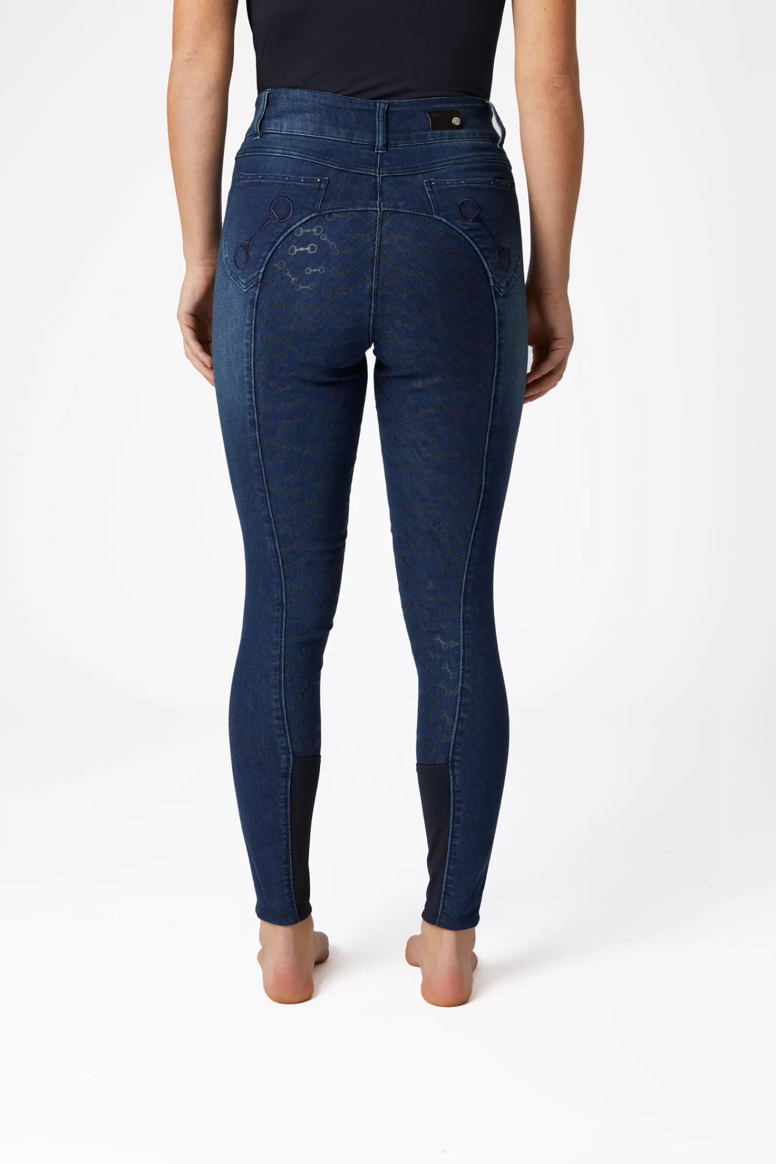 horze Pantalon D'équitation Fond Integral Silicone Kaia Jean Denim Avec Cristaux< Pantalons D'équitation Fond Integral