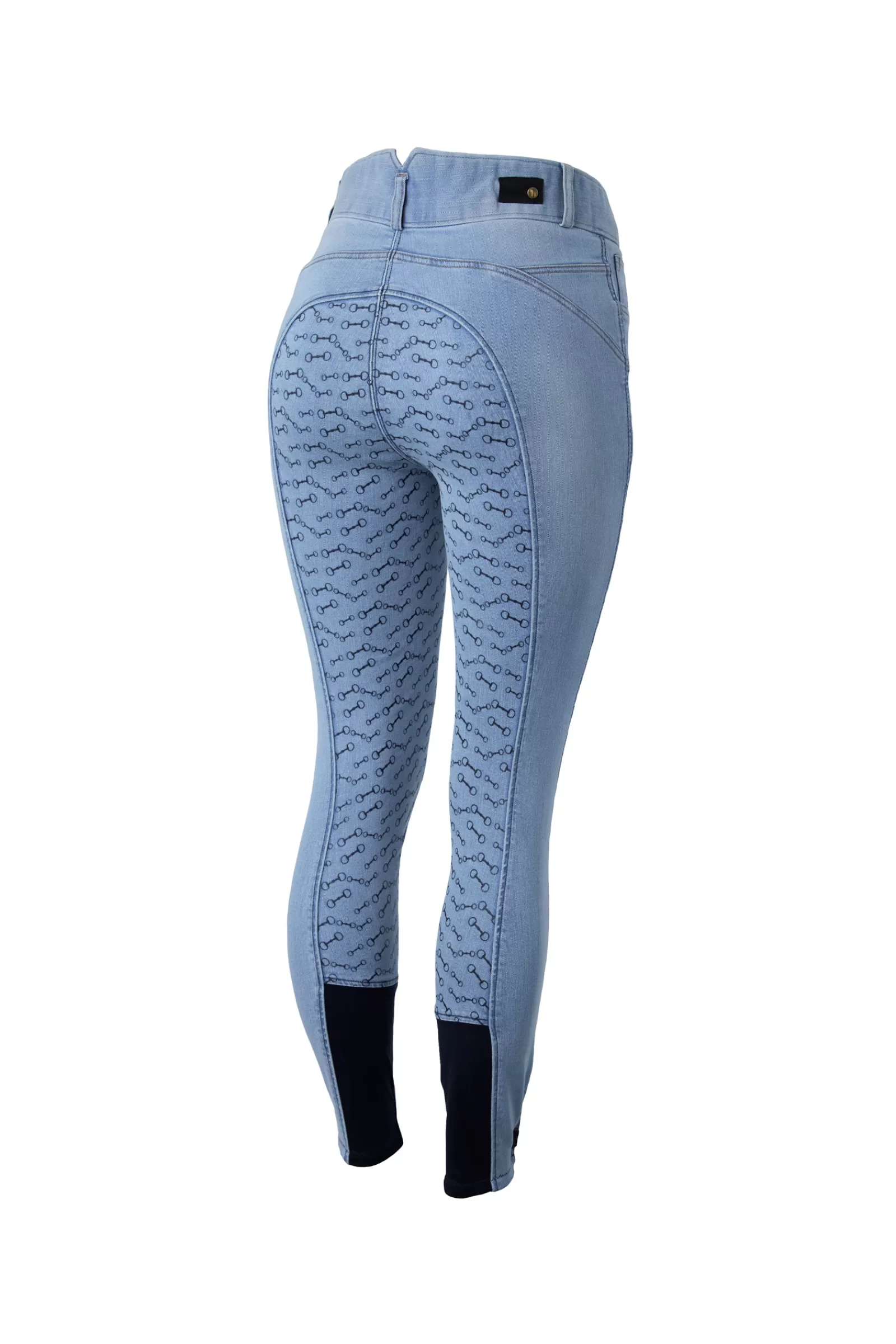 horze Pantalon D'équitation Fond Integral Silicone Jean Denim Cecilia Pour Femme Avec Deco Au Dos< Pantalons D'équitation Fond Integral