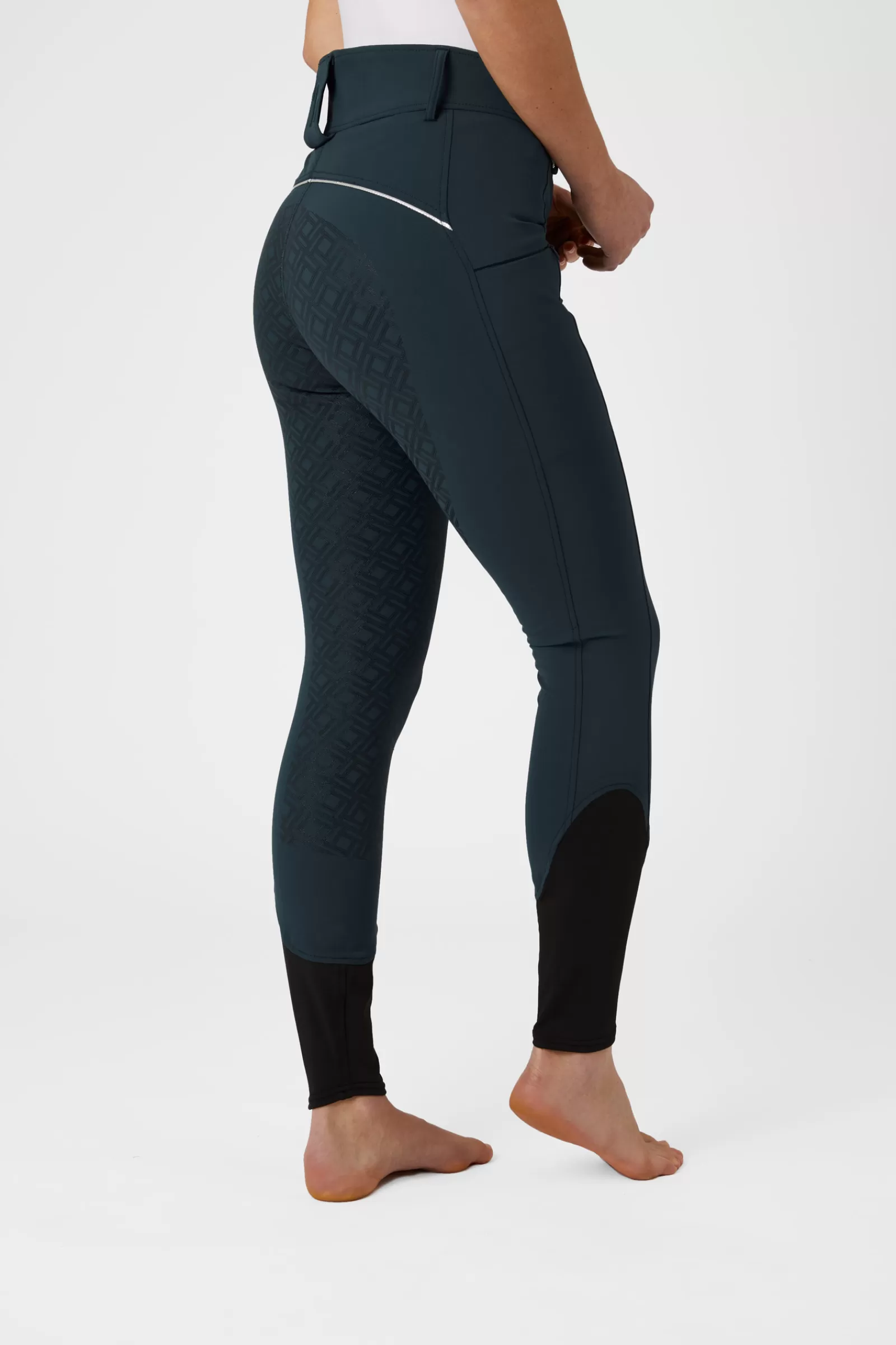 horze Pantalon D'équitation Taille Haute En Silicone Pour Femme Avec Passepoil Contrastant< Pantalons D'équitation Fond Integral