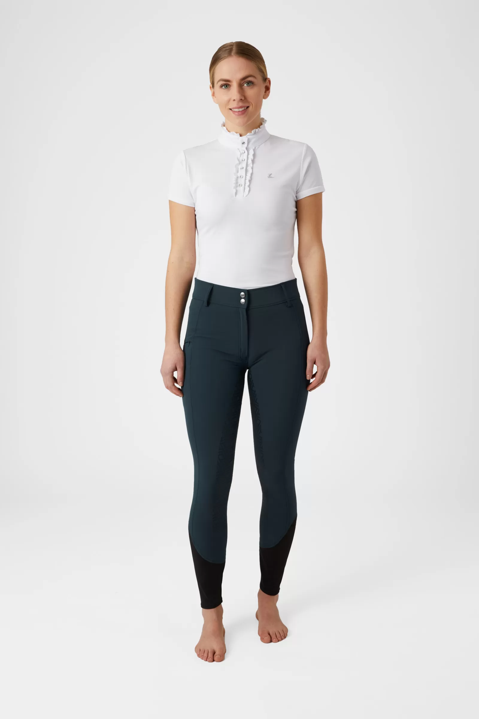 horze Pantalon D'équitation Taille Haute En Silicone Pour Femme Avec Passepoil Contrastant< Pantalons D'équitation Fond Integral