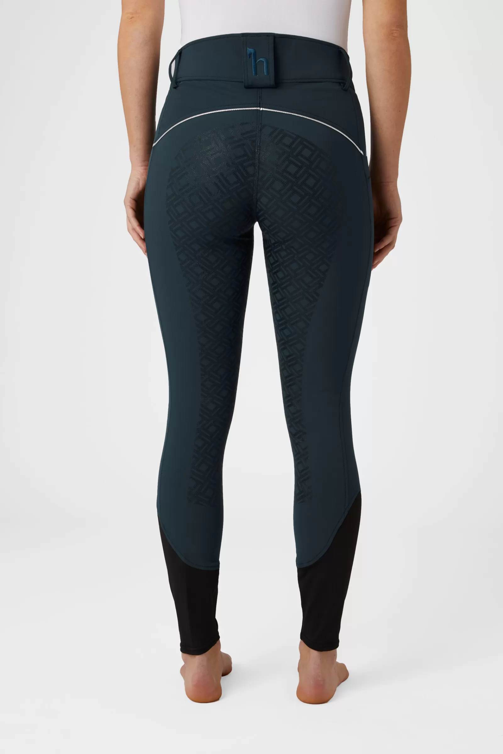 horze Pantalon D'équitation Taille Haute En Silicone Pour Femme Avec Passepoil Contrastant< Pantalons D'équitation Fond Integral