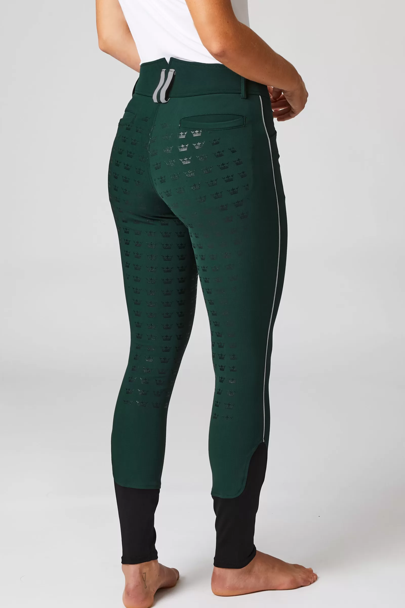horze Pantalon D'équitation Taille Haute Fond Integral, Pour Femme, Avec Passepoil Contrastant< Pantalons D'équitation Fond Integral