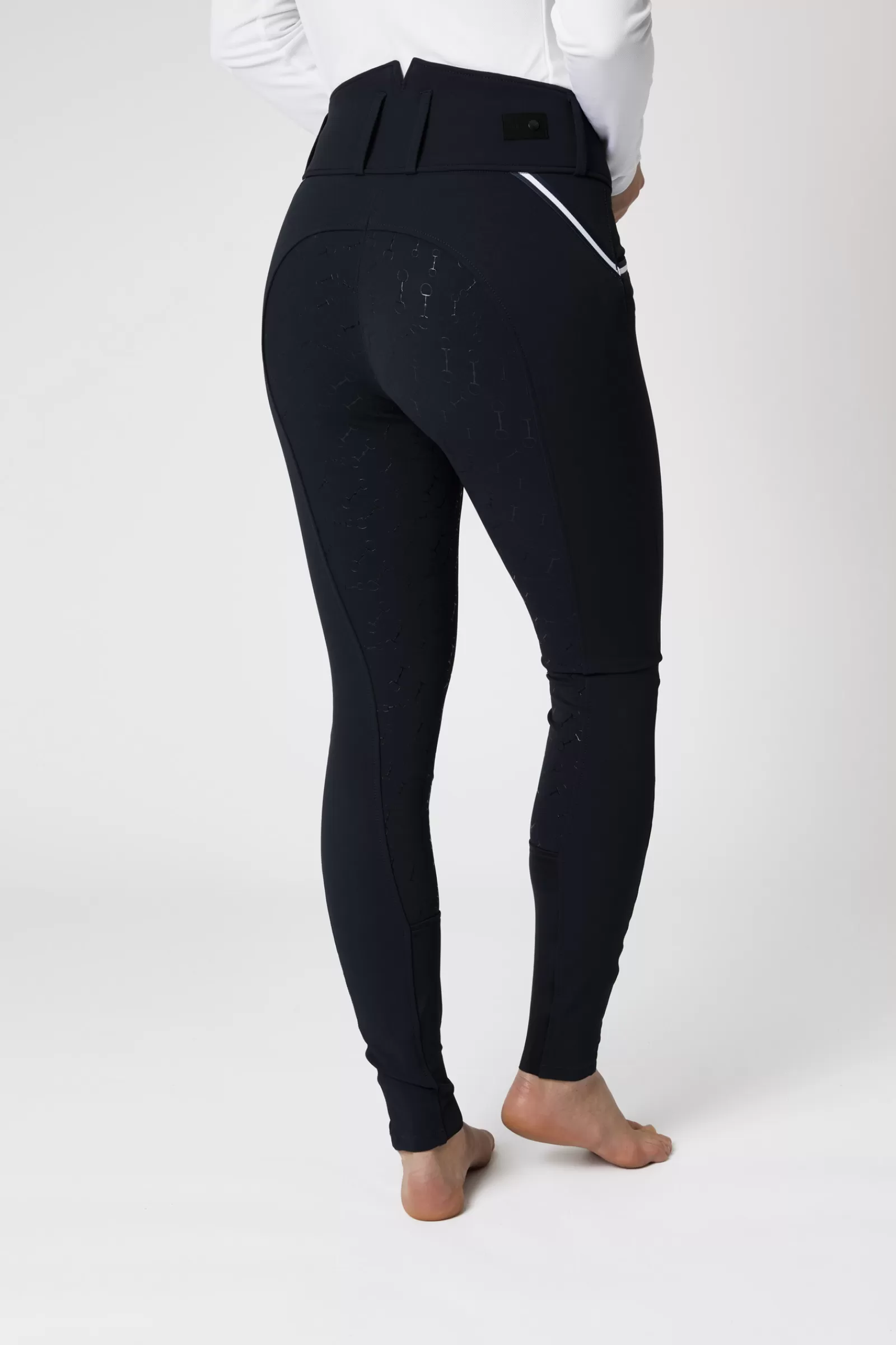 horze Pantalon D'équitation Taille Haute Fond Integral Silicone Della Avec Passepoil< Pantalons D'équitation Fond Integral