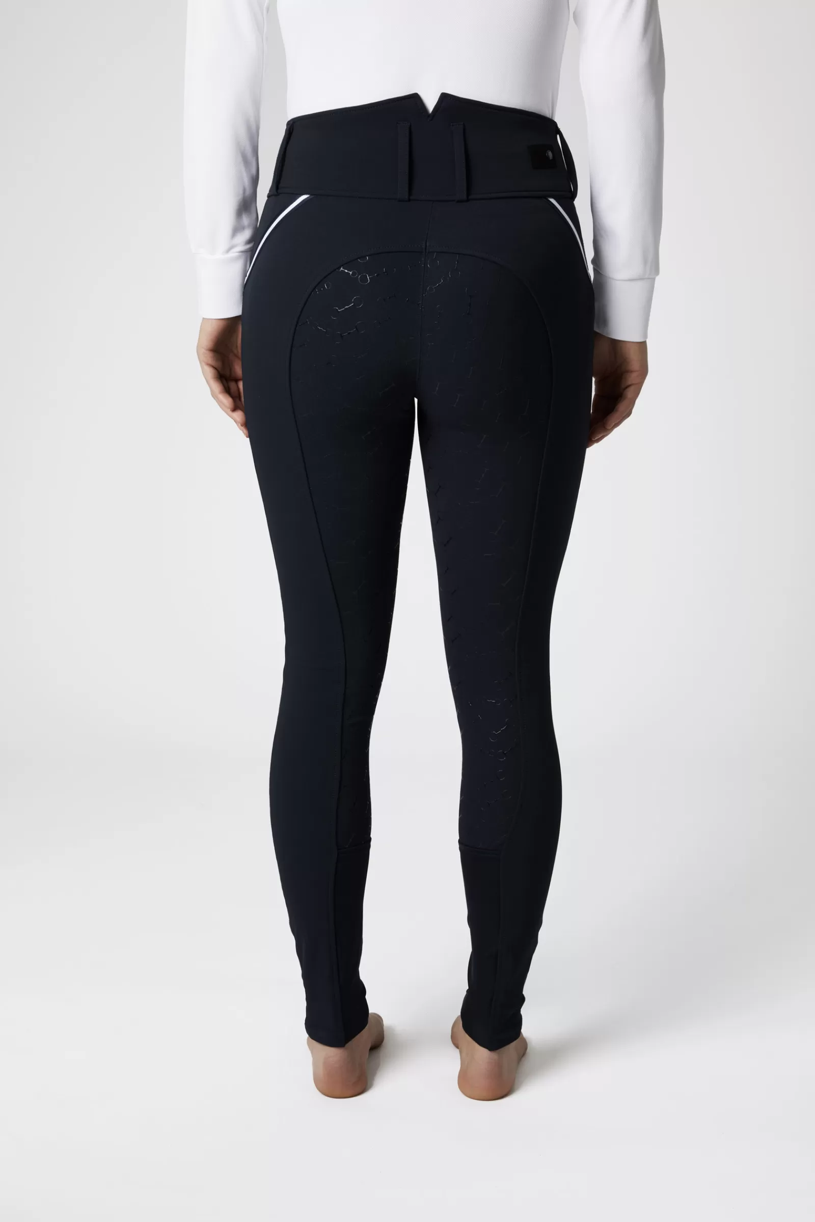 horze Pantalon D'équitation Taille Haute Fond Integral Silicone Della Avec Passepoil< Pantalons D'équitation Fond Integral