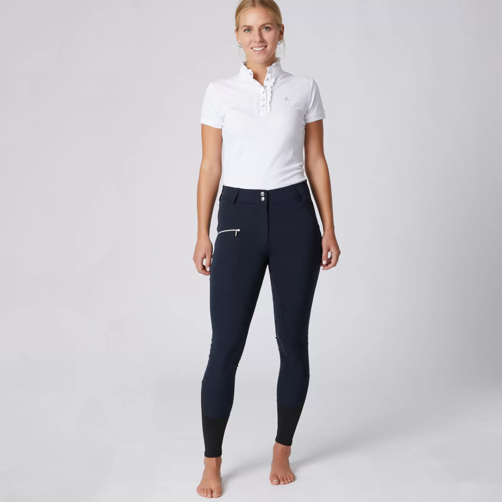 horze Pantalon D'équitation Taille Haute Fond Integral Silicone Mors, Femme< Pantalons D'équitation Fond Integral