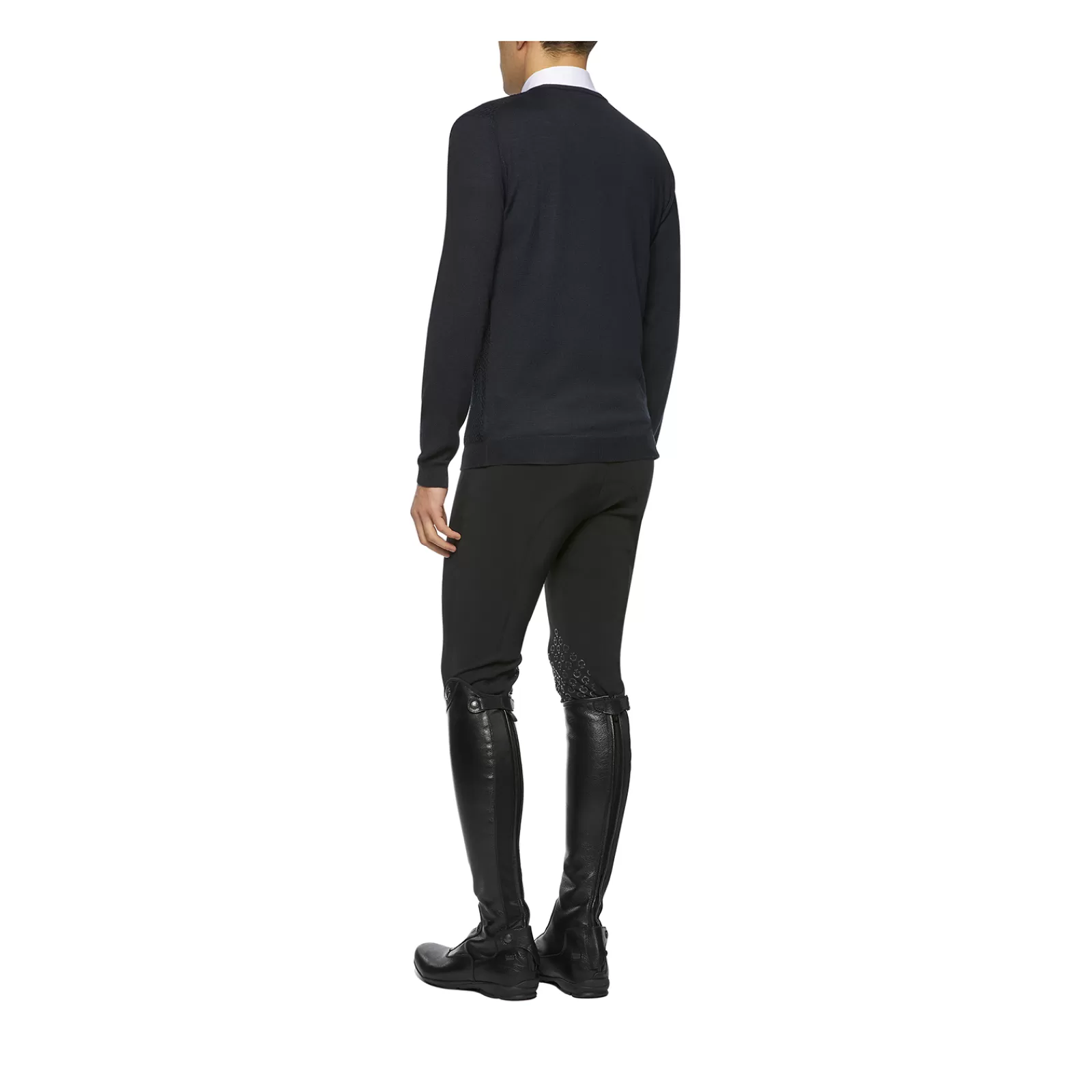 cavalleriatoscana Pull Laine Tricotee A Col En V Et Nid D'Abeille Cavalleria Toscana Pour Homme< Pulls & Sweat