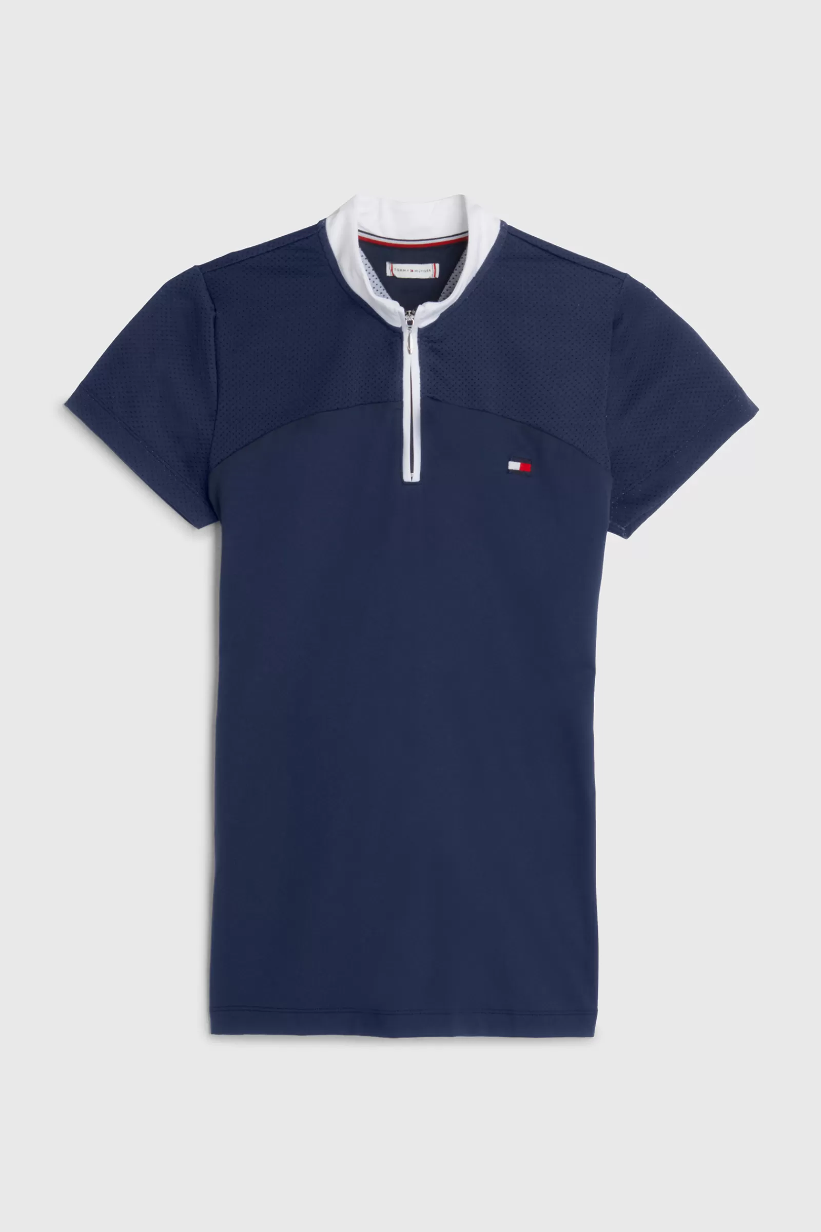 tommyhilfigerequestrian Tommy Hilfiger Equestrian Fresh Air Chemise De Concours A Manches Courtes Et Col Zippe Pour Femme< Tee Shirts & Polos