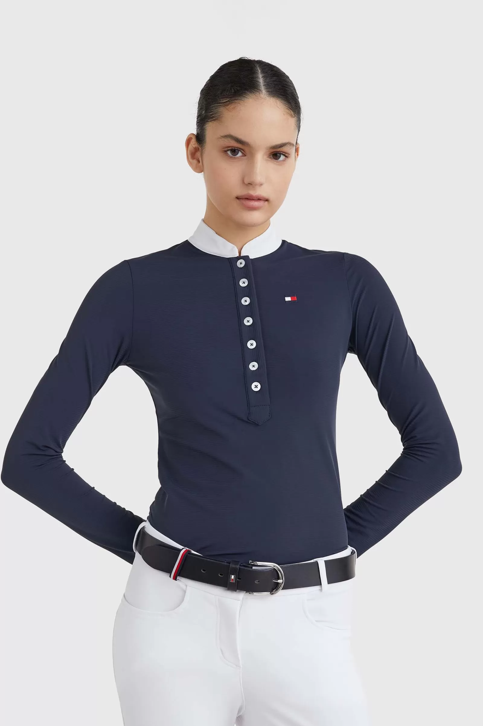 tommyhilfigerequestrian Tommy Hilfiger Equestrian T-Shirt De Concours A Manches Longues Pour Femmes< Tee Shirts & Polos