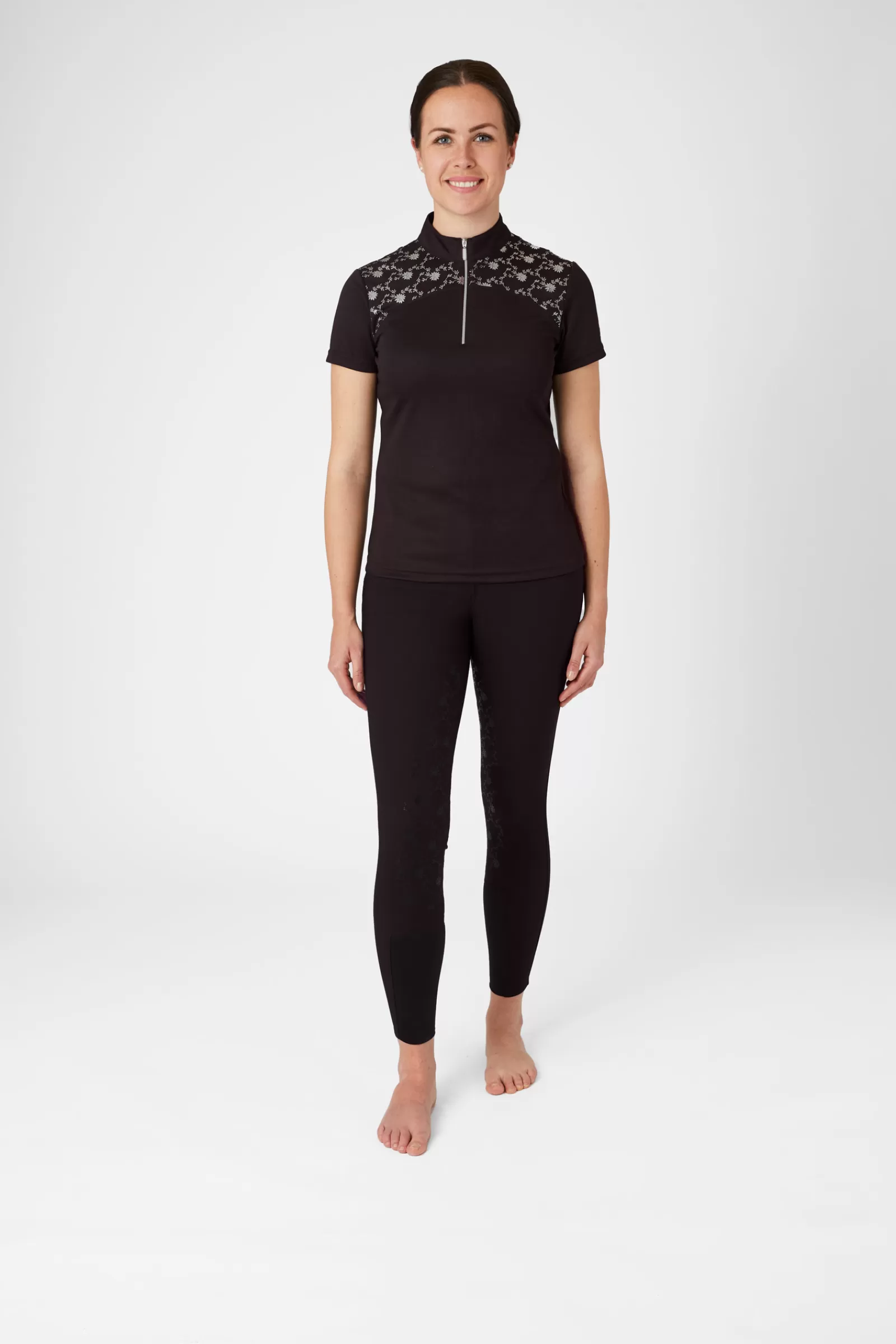 horze Top D'Entrainement/De Concours Kaitlin Femme A Manches Courtes Et Deco Fleurie< Tee Shirts & Polos
