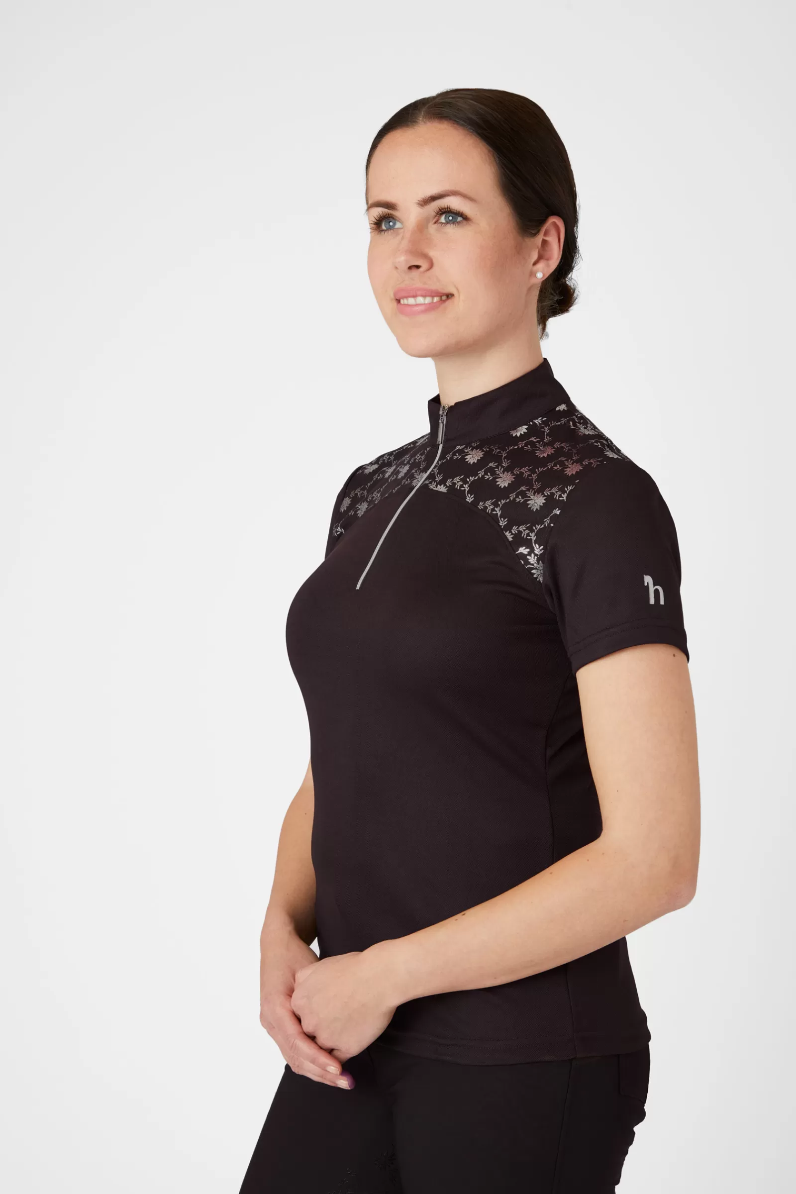 horze Top D'Entrainement/De Concours Kaitlin Femme A Manches Courtes Et Deco Fleurie< Tee Shirts & Polos