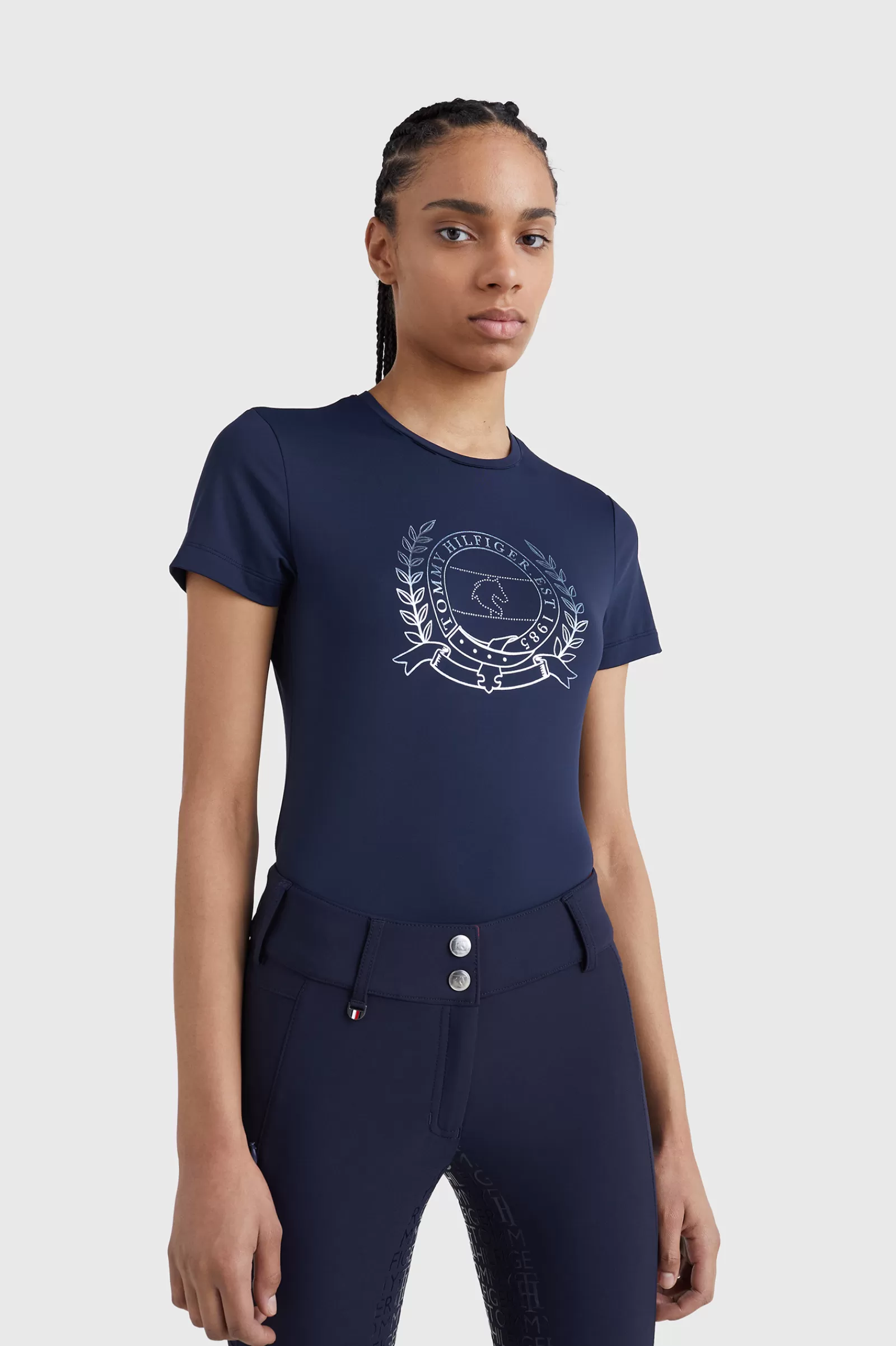 tommyhilfigerequestrian T-Shirt Pour Femme Tommy Hilfiger Equestrian Crest Strass Performance< Tee Shirts & Polos