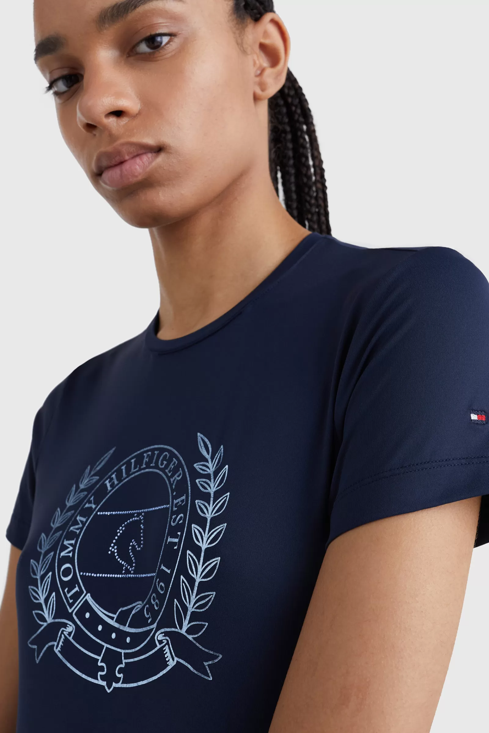 tommyhilfigerequestrian T-Shirt Pour Femme Tommy Hilfiger Equestrian Crest Strass Performance< Tee Shirts & Polos